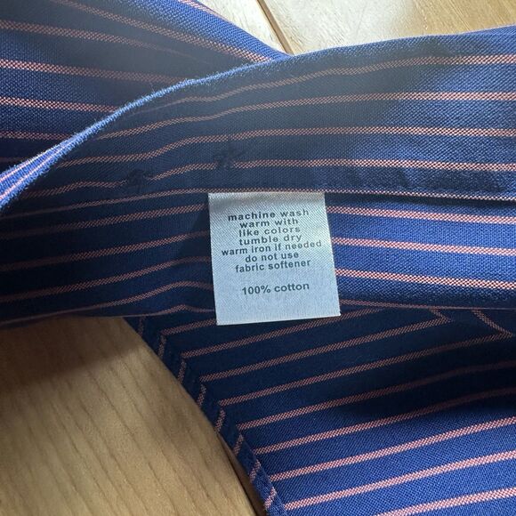 Paul Frederick Non-Iron 2 Ply Cotton Striped Mens Long Sleeve Dress Shirt 19x35 - Picture 3 of 6